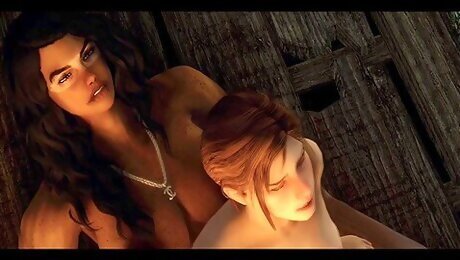 Busty Shemale Rips The Ass Of A Young Girl In Skyrim Porn