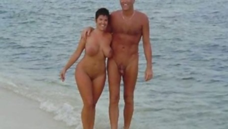 Sexy amateur exhibitionist couples compilation on the beach