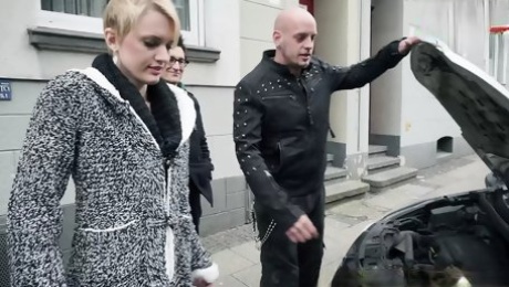 German Stupid Blonde Picked up on the street for Double Vaginal