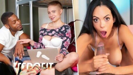 Cute Girls Gabi Gold and Katrina Moreno Take On The Biggest Black Cocks